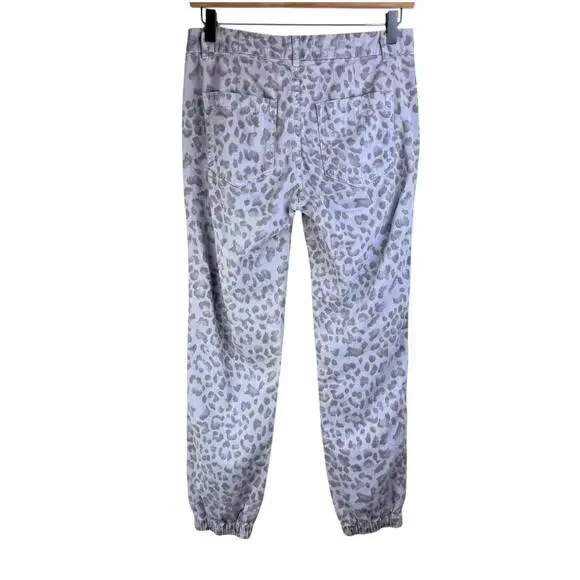 Sundry 24 Gray Leopard Print Seam Stripe Zipper Crop Ankle Twill Pants Pockets - Picture 2 of 9